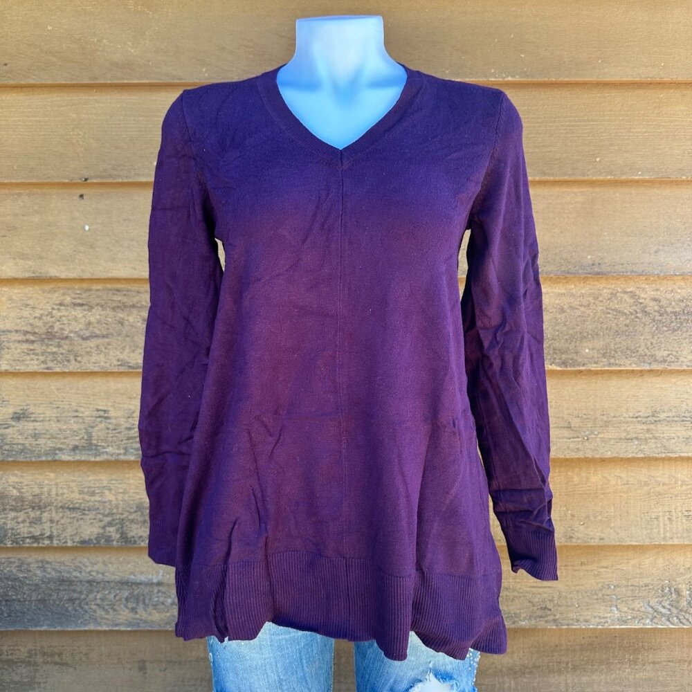 DKNY Jeans Plum V-Neck Oversized Soft  Sweater Size M/L